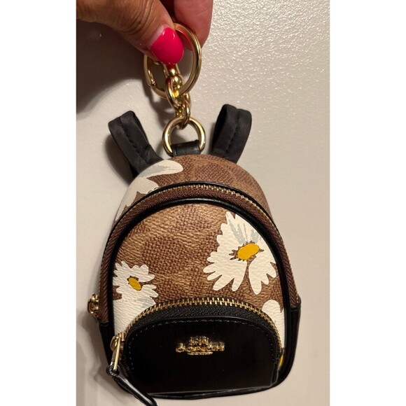 Coach Court Mini Backpack Charm in Signature Canvas with Floral Print - Picture 5 of 7
